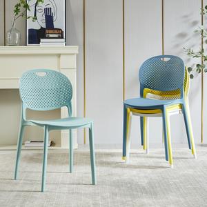 Chaise de salle à manger en plastique de style nordique avec dossier pour la salle à manger à domicile, usage adulte - Product Image 2