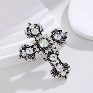 موضة جديدة مبتكرة سبائك حجر الراين الصليب بروش نمط القصر دعوى طوق إبرة حجر الراين المسيحي عبر المجوهرات - Product Image 3