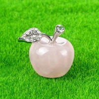 Décorations de la veille de Noël en pierre d'agate en cristal de 25mm Mini ornements pour voiture et maison Ornement de pomme sculpté à la main