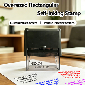 C60 <span class=keywords><strong>COLOP</strong></span> Tampon <span class=keywords><strong>encreur</strong></span> rectangulaire en plastique noir personnalisé pour nom/adresse, impression numérique, pour bureau, entreprise, usage personnel - Product Image 1
