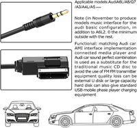 Interface musicale AMI MMI vers câble audio AUX 3.5mm pour Audi A5 Q5 Q7 S8 TT