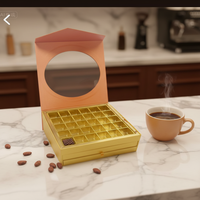 Boîte en papier pour chocolats avec fenêtre transparente et plateau coulissant, séparateurs en plastique, vente en gros d'usine, pour pralines, bonbons, cadeaux de mariage, aliments
