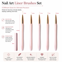 Ensemble de pinceaux pour extension d'ongles en acrylique, liner, nail art, outils pour gel, pinceaux pour peinture d'ongles et sculpture florale