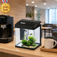 Kit d'aquarium tout-en-un, mini aquarium avec filtre intégré, éclairage LED, pompe à eau silencieuse, verre écologique, réservoir de bureau de 5 L