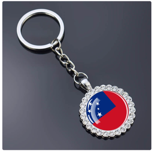 Venta al por Mayor de Llaveros de una Sola Cara con el Emblema Nacional de las Islas Salomón, con Patrones de Varios Países e Incrustaciones de Diamantes de Imitación - Product Image 4