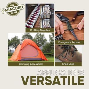 Yongxiang Paracord Store – Bobine <span class=keywords><strong>de</strong></span> 50 pieds <span class=keywords><strong>de</strong></span> corde <span class=keywords><strong>de</strong></span> parachute tactique en nylon robuste à 7 brins pour camping, pêche et <span class=keywords><strong>survie</strong></span> en extérieur - Product Image 6