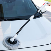 Brosse de lavage de voiture à manche courbé en microfibre douce, sans rayures, outil de nettoyage automobile, poignée ergonomique, longue perche extensible