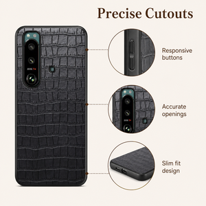 Coque sans fil de luxe Denior en similicuir croco avec protection intégrale 360° pour téléphones mobiles SONY Xperia 1, 5 et 10 Series - Product Image 4