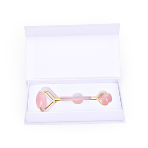 Face skin care natural rose quartz golden frame face jade stone roller - Product Image 6