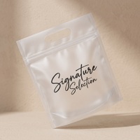 Sac refermable minimaliste avec logo imprimé, poignée découpée, en PE, CPE, OPP, PP, pour vêtements