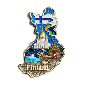 Aimant de réfrigérateur en émail design Aurore Boréale, souvenirs personnalisables de <span class=keywords><strong>Finlande</strong></span>, aimant de réfrigérateur rotatif en métal - Product Image 3