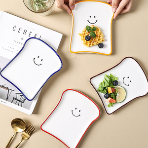 High-temperature Resistance Ceramic Plate Creative Toast Bread Shape Plate <strong>Dessert</strong> <strong>Tray</strong> for Breakfast - Product Image 2