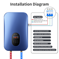 Pemanas Air Listrik Instan Digital Kontrol Digital Efisiensi Tinggi Seri Baru 220V 4.5KW untuk Kamar Mandi Hotel