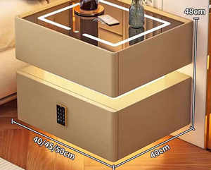 Nhà sản xuất đầu giường thông minh Bàn Cạnh Giường ngủ không dây sạc <span class=keywords><strong>2</strong></span> ngăn kéo vân tay khóa Led ánh sáng tủ phòng ngủ furnit - Product Image 4