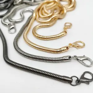 Custom Bag Snake Chain Gold Silver Gun Color Metal Accessories Stainless Steel Brass Iron Round Chain For Bags120Cm 5.0Mm