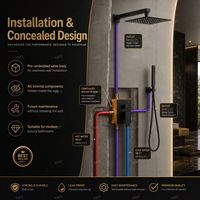 Système de douche encastré 3 fonctions en acier inoxydable 304, mural, avec pommeau de pluie et douchette à main, pour projets hôteliers et villas, personnalisable OEM CE