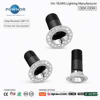Spot LED anti-éblouissement sans cadre OEM ODM, moule privé, 5W-25W, 5CCT, DALI, logo laser gratuit, IRC>90Ra, CE, RoHS, pour bureaux et hôtels