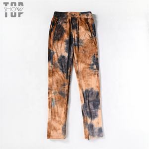 Jogging en velours personnalisé pour homme, vente en gros, poche arrière, coton de haute qualité, tie-dye - Product Image 1