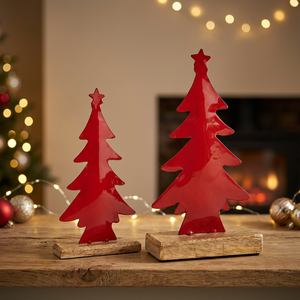 Décoration de table de Noël en bois rouge, artisanale, rustique, ornement de fête, taille personnalisable pour la décoration de la maison - Product Image 4