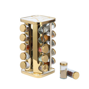 Étagère à épices rotative de luxe en acier inoxydable doré à <span class=keywords><strong>3</strong></span>/4/5 niveaux, ensemble de pots à épices multifonctionnels pour la cuisine, organisateur de <span class=keywords><strong>condiments</strong></span> - Product Image 2