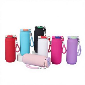 Logo 500Ml 17Oz Stainless Steel Vacuum Insulated Shatter-Resistant Pull-Tab <b>Thermos</b> Cola Can Cup Water Bottle Tumbler With Rope - Product Image 1