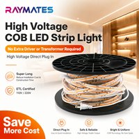 Bande lumineuse LED haute tension extérieure AC 220V IP67 étanche en silicone extrudé COB RGB avec résistance intégrée et contrôleur assorti