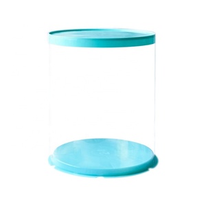 Tall Round Plastic Transparent Square Rigid Cake Packaging <b>Box</b> With Clear Cover - Product Image 3
