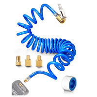 Tuyau de gonflage de pneu à rappel en nylon de 9.8 pieds pour mini compresseurs d'air mandrin pneumatique en laiton verrouillable 3 adaptateurs de gonflage d'air
