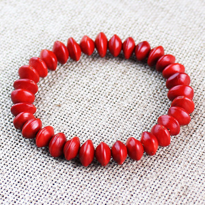 <b>Red</b> Acacia Bean <b>Bracelet</b> Heart Shape Elastic Single Strand Jewelry Gift Unisex Hangzhou Origin PTHD03 - Product Image 2