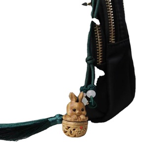 Green Sandalwood Carved Rabbit Sachet Keychain 3.8x2.3cm Creative Cute Style <b>Car</b> Key Accessory Bag Phone Chain Pendant <b>Ornament</b> - Product Image 5
