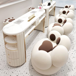 Moderner Edelstahl Einzel- & Doppel-Manikürtisch mit Wirtschaftlicher Stuhlkombination für Gewerbliche Nutzung - Product Image 2