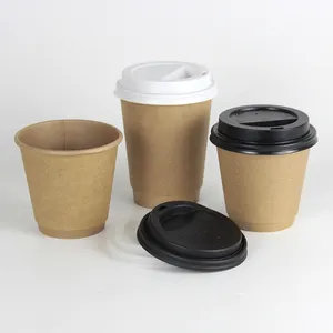 Eco Friendly Biodegradable Custom Logo Printing Disposable Double Wall Paper Cup For Hot Drink Coffee Tea With Lid