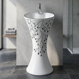 Nuevo Lavabo Moderno Cuadrado de Mármol con Pedestal, Independiente, de Piso, para Uso en Sótanos de Hoteles de Lujo - Product Image 1
