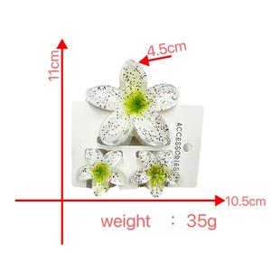 MIO Offre Spéciale fleur cheveux griffe pinces ensembles 3 pièces/ensembles coloré frangipanier cheveux griffe mode filles en plastique fleur petite griffe pince - Product Image 5