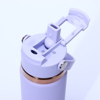 Bouteille d'eau isotherme en acier inoxydable sous vide de 20 oz avec logo personnalisé plaqué cuivre et couvercle 2-en-1 vierge pour gravure laser