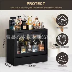 Boîte de rangement pour parfums en bois avec tiroir pour hommes, organisateur de bureau, couleur unie, sans couvercle - Product Image 3