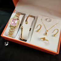 LP43 Nuevo Conjunto de Joyería de Lujo Ligero para Mujer, Reloj de Aleación con Correa de Acero, Reloj de Pulsera de Cuarzo Cuadrado Simple y Moderno para Mujer