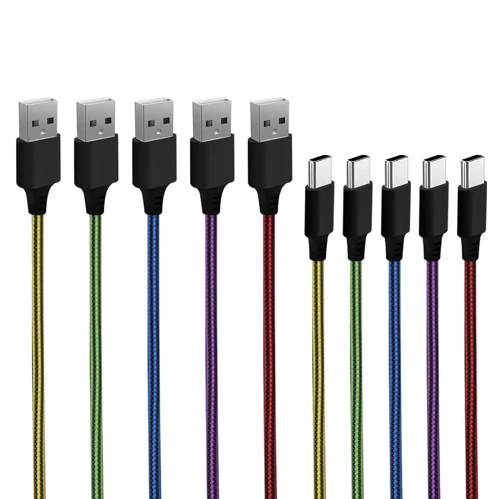 Tketai Hot Menjual Di Amazon PVC 5 Warna 1 M 2A 20 AWG USB Tipe C Pengisian Kabel