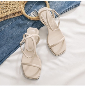 2024 nuova <span class=keywords><strong>linea</strong></span> con tacco basso a testa quadrata scarpe romane Open Toe estate sandali da spiaggia basse <span class=keywords><strong>donna</strong></span> - Product Image 6