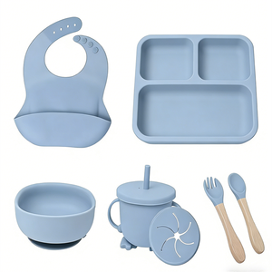 Juego <span class=keywords><strong>de</strong></span> Platos <span class=keywords><strong>de</strong></span> Silicona para Bebé con Logotipo Personalizado, 100% <span class=keywords><strong>de</strong></span> Grado Alimenticio, con Succión, Impermeables y Seguros para Niños Pequeños - Product Image 1