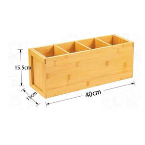 Caja de Almacenamiento de Cubiertos de Bambú, Organizador de Cocina, Cajón de Madera Ajustable, Porta Utensilios de Escritorio, Color Madera Natural, Ecológico - Product Image 4