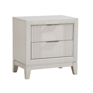 Comodino Bianco Antico con 2 Cassetti, Mobile Moderno da Camera da Letto con Frontali Scanalati - Product Image 2
