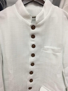 <span class=keywords><strong>Blazer</strong></span> da Uomo Bianco a Pied-de-Poule con Colletto alla Coreana - Giacca Formale Slim-Fit con Bottoni Dorati Sehe Fashion - Product Image 6