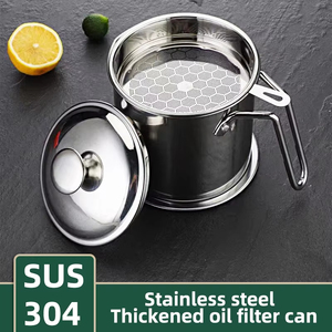En gros, Pot de stockage en acier inoxydable avec filtre pour huile, pour la cuisine et les ustensiles ménagers - Product Image 2