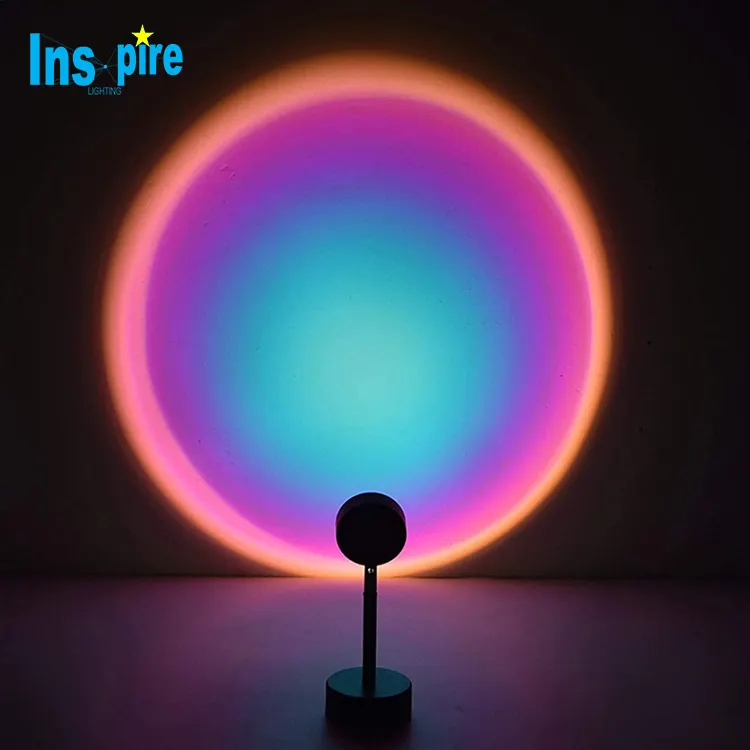RGB 다채로운 장식 서 램프 미니멀리스트 led 플로어 램프 현대 레인보우 일몰 프로젝션 플로어 램프 거실