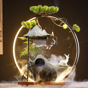 Fontaine d'eau de méditation <span class=keywords><strong>Zen</strong></span>, décoration de table intérieure, fontaine d'eau de table chinoise avec rochers simulés, cadeau porte-bonheur pour bureau - Product Image 1