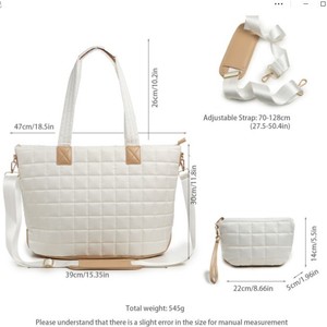 New <b>Quilted</b> Women's Down Handbag Water-Resistant Laptop Tote <b>Bag</b> for Daily Use for Summer Autumn Winter Work - Product Image 3