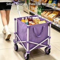 Petit chariot de courses en acier au carbone pour les courses et les livraisons, chariot pliable portable pour le camping, chariot multifonctionnel pour la maison