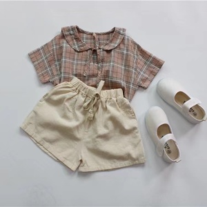 Pantalones cortos holgados de lino y algodón para niños, estilo coreano, novedad de verano 2022 - Product Image 2