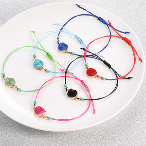สร้อยข้อมือเชือกเคลือบขี้ผึ้ง6สีสำหรับผู้หญิงผู้ชาย,ทำด้วยมือบัตร <span class=keywords><strong>Wish</strong></span> Charm ลูกปัดสแตนเลส - Product Image 6